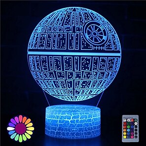 economico -3d illusion star wars luce notturna 3 pattern16 cambia colore decorazione lampada scrivania tavolo luce notturna lampada per regalo di festa