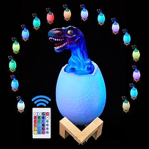 economico -luce notturna dinosauro lampada dinosauro 3d 16 lampada cambia colore t-rex dinosauro arredamento camera da letto tocco leggero/telecomando dinosauro giocattolo festival regali