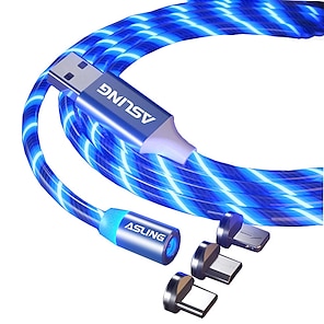 tanie -Asling luminous series jednokablowy trzyfunkcyjny magnetyczny kabel ładujący USB do mtl płynącego światła;