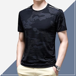 Nanquan Men Fashion Short Sleeve Regular-Fit Crew Neck Camo Print T-Shirt Tee 