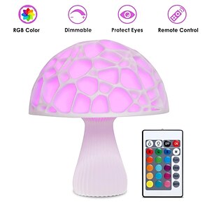 billige -romantisk 3d-udskrivning svampelampe farverig genopladeligt natlys til månelys med 16 farver fjernbetjening ferieindretningsgave