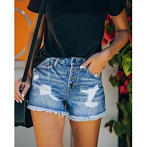 Women's Shorts Hot Pants Cheeky Shorts Denim Solid Colored Short