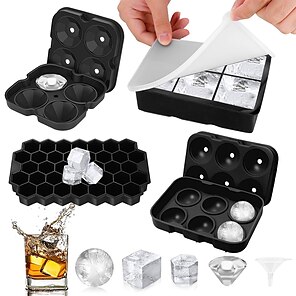 Ice Cube Tray with Lid, 6/24/36Grids Ice Tray Ice Cube Molds for Freezer  with Removable Lid Stackable Reusable Silicone Ice Cube Molds for Whiskey,  Cocktail, Coffee