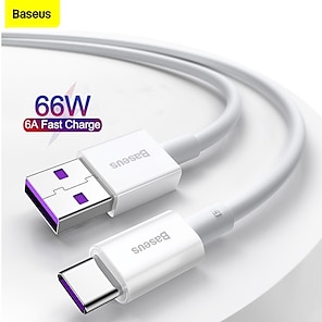 hesapli -BASEUS USB C Kablosu 66W 3,3 ft 6.6ft USB A&#039;dan USB C&#039;ye 6 A Şarj Kablo Hızlı Şarj Dayanıklı Uyumluluk Samsung Xiaomi Huawei Cep Telefonu Aksesuarları