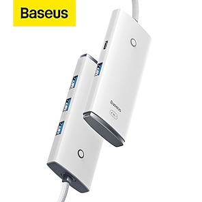 tanie -baseus lite seria 4-portowy adapter usb-a hub (usb-a na usb 3.0*4) 1m biały