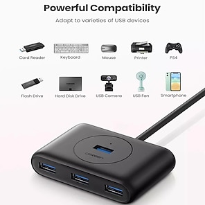 cheap -UGREEN 4 Port USB 3.0 Hub Hi-Speed USB Splitter for Hard Drive Laptop Flash Drive Mouse Keyboard