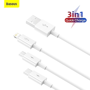 cheap -BASEUS USB 2.0 Cable 5ft USB A to Lightning / micro / USB C 3.5 A Fast Charging High Data Transfer Durable 3 in 1 For Macbook iPad Samsung Phone Accessory
