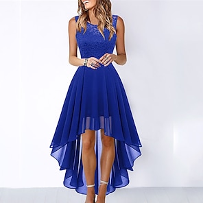 princess polly baby blue dress See Through Royal Blue Side Slit Lace Backless Prom Dress Blue Semi-Formal  Dress