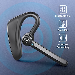 cheap -Dual-Mic AI Noise Cancelling Bluetooth Headset for Cell Phones, 30Hrs HD Talktime 10 Days Standby Wireless Bluetooth Earpiece IPX6 Waterproof Ultra-Light Wireless Headset Truckers/Office/Business