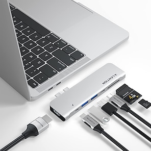 ieftine -LENTION USB 3.1 USB C Huburi 7 porturi Înaltă Viteză Cu cititor de carduri (s) Mufa USB cu HDMI 2.0 HDMI PD 3.0 Livrarea energiei Pentru Laptop Televizor inteligent Smartphone