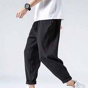 USYY Harem Sweatpants for Women Boho Cotton Linen Capri Pants Summer Casual Loose Baggy Pants Yoga Trousers with Pocket 