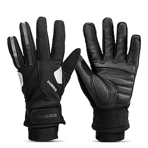 cheap -Bike Gloves Cycling Gloves Touch Gloves Winter Full Finger Gloves Mountain Bike MTB Road Bike Cycling City Bike Cycling Anti-Slip Reflective Waterproof Breathable Sports Gloves Black for Outdoor
