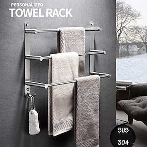 PPOSH Towel Rack 30-120cm Optional Towel Rails Household Towel Bar Single Long 304 Stainless Steel Bathroom Accessories Towel Rack Size : 30cm 