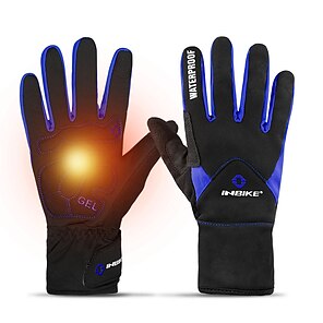 cheap -INBIKE Winter Gloves Bike Gloves Cycling Gloves Touch Gloves Winter Full Finger Gloves Anti-Slip Adjustable Waterproof Windproof Sports Gloves Mountain Bike MTB Road Cycling Camping / Hiking Blue Red