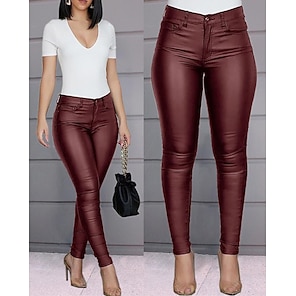 Women Sexy Skinny Faux Leather High Waist Pencil Pants Plus Size Slim  Stretchy Bodycon Leggings (Pink XXL) : : Clothing, Shoes &  Accessories