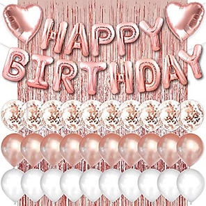 Décoration de fête d'anniversaire 1re fille, ballons blancs roses dorés,  bannière joyeux anniversaire rose, déco boules en nid d'abeille -   France