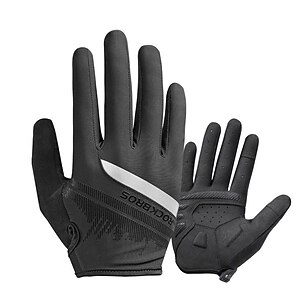 cheap -ROCKBROS Winter Gloves Bike Gloves Cycling Gloves Full Finger Gloves Anti-Slip Thermal Warm Reflective Adjustable Sports Gloves Road Cycling Camping / Hiking Ski / Snowboard Black for Mountain Bike