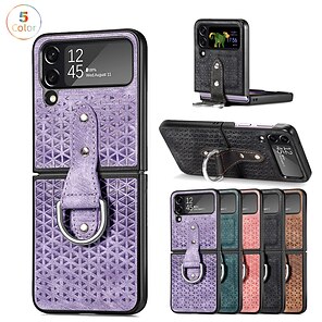 abordables -téléphone Coque Pour Samsung Galaxy Etui folio Z Flip 4 Portable Clapet Protection complète du corps Couleur Pleine TPU PC