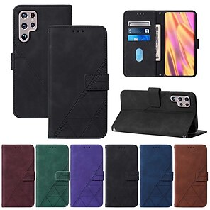 cheap -Phone Case For Samsung Galaxy Wallet Case S23 S22 S21 S20 Plus Ultra A73 A53 A33 Note 20 10 Flip Wallet Full Body Protective Solid Colored TPU PU Leather