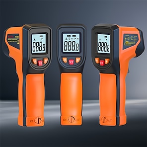 HW550 Digital LCD Infrared Thermometer Non-Contact Laser Industrial  Pyrometer Temperature Gun - Orange