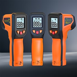 HW550 Digital LCD Infrared Thermometer Non-Contact Laser Industrial  Pyrometer Temperature Gun - Orange