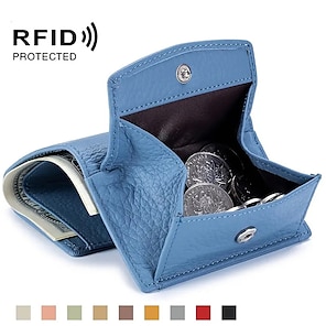 1pc Men's Genuine Leather Wallet Vintage Short Multi Function ID Card  Holder RFID Blocking Zipper Coin Pocket Billfold Give Gifts To Men On