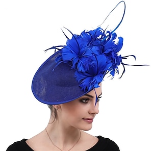 cheap -Fascinators Sinamay Formal Kentucky Derby Horse Race Ladies Day Cocktail Elegant Bridal With Feather Headpiece Headwear