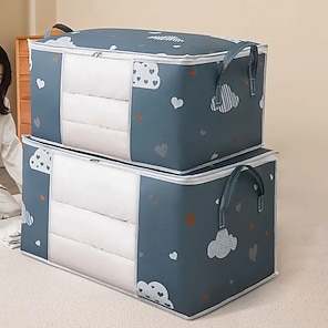 1/3/6 pcs Clothes Storage Bags 90L Closet Organizer Blanket Storage 3 Layer  Fabric with Zipper Waterproof Extra Large Capacity Bedding Storage 19*19*14  inches