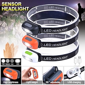 Mini Rechargeable Powerful Sensor Headlamp Fishing Camping USB Head  Flashlight COB LED Head Light Torch Headlights Front Lantern