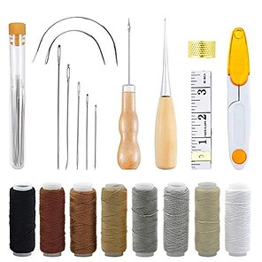 Herramientas de trabajo de cuero, 37 piezas de herramientas de artesanía de  cuero con costura punzón tallado kit de sillín de trabajo para coser cuero