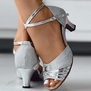 Zapatos de baile latino profesional para mujer, zapatos latinos de  diamantes de imitación con correa cruzada y punta abierta de tacón alto,  calzado de