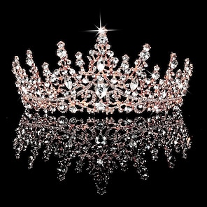 corona di diadema per donne ragazze, diadema corona principessa di  cristallo rosa, diadema nuziale per la sposa, accessori per capelli dorati  per il ballo di fine anno quinceanera pageant del 2024 a