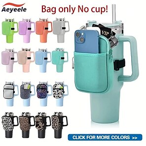 Water Bottle Pouch for For Stanley Cup 40oz/20oz/30oz Water Bottle Caddy  Neoprene Tumbler Bag for Cards Keys Wallet Earphone