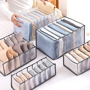 Wardrobe Clothes Organiser,Drawer Organisers Underwear Storage Box Bra  Panties Socks Ties Compartment Storage Box Clothes Drawer Organisers  Divider Wardrobe Organiser Boxes for Home (Color : Khaki, : : Home