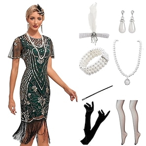 ruggenti anni '20 1920 il grande gatsby vestito da cocktail vestito flapper  abiti da ballo vestito da festa di natale il grande gatsby charleston  paillettes da donna cosplay costume party homecoming del