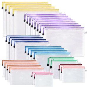 6pcs Mesh Zipper Pouches - Zipper File Bags/waterproof Document Bags/plastic  Wallets/file Folders For School Driving