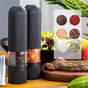 New Electric Pepper Salt Grinder Stainless Steel Automatic Herb Spice  Muller Adjustable Coarseness Mill Spice Stonego Gadget Kitchen Accessories