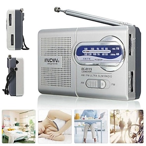 Radio portátil personal AM/FM, mini radio con sintonización digital  pantalla LCD y tiempo de retroiluminación, radio de bolsillo recargable con