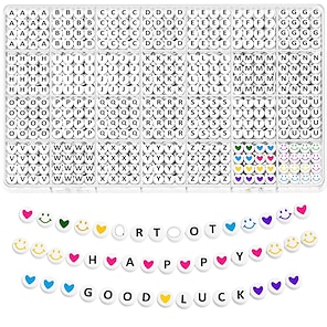 1200pcs A-Z Letter Beads,Sorted Alphabet Beads and White Acrylic