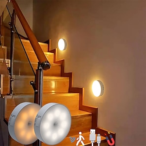 Lámpara de pared LED con sensor de movimiento inalámbrico para interior, luz  nocturna con sensor de carga USB magnético blanco (10 paquetes)
