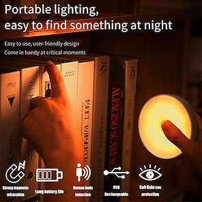 Luz nocturna con Sensor de movimiento, lámpara LED con batería, enchufe  europeo, 220V, para dormitorio, armario, cocina, inodoro y escalera