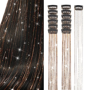 5 Pcs Hair Tinsel Kit with Tools and Beads Easy to Use 1000 Strands  48Inches Glitter Tinsel Hair Extension, Easy to Install Glitter Tinsel Hair
