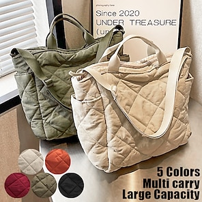 Men's Crossbody Bag Canvas Tote Bag Canvas Daily Zipper Large Capacity Foldable Solid Color Black Brown Green