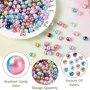 1960PCS Pearl Beads, 6mm 28 Colors Multicolor Loose Beads for