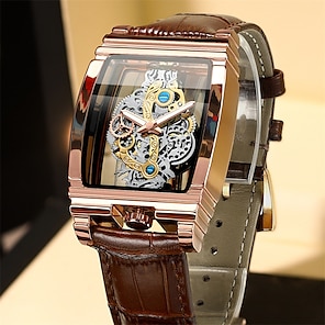 Acheter Forsining montre automatique Phase de lune Royal hommes doré  étanche montre-bracelet mécanique décontracté en cuir véritable horloge  Tourbillon