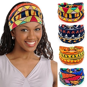 cheap -Women's Hair Bands African Printed Patterns Wide Edge Elastic Knotting Sports Yoga Headbands Women's Headwear Hair Accessories