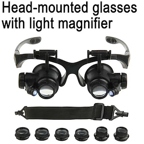 8.5X Magnifying Glass Lens LED Lamp Head Visor Loupe Jeweler Headband  Magnifier