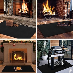 Semicircular Fireplace Fireproof Mat Used for Wooden Fireplaces Fireplace  Carpet Protection Fireplace Silicone Flame Retardant Mat Fireplace  Insulation Blanket …