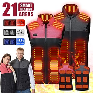 Chaleco térmico de 17 áreas para hombre y mujer, chaqueta calefactable por  Usb, para caza, S-6xl