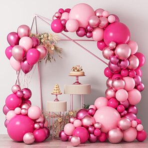 Kit d’arche de couronne de couronne rose - 96 pièces Kit d’arche de ballon  en platine rose avec ballons de confettis pour fête d’anniversaire garçons